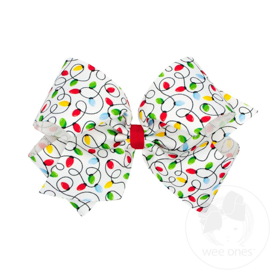 Wee Ones Lights Xmas Print Bow - King