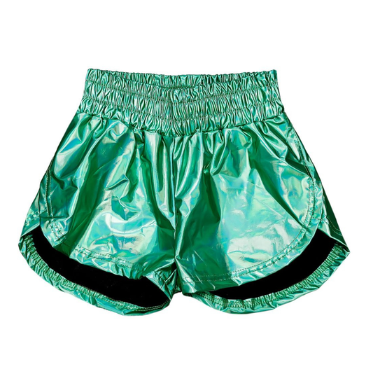 Belle Cher Teal Metallic Shorts