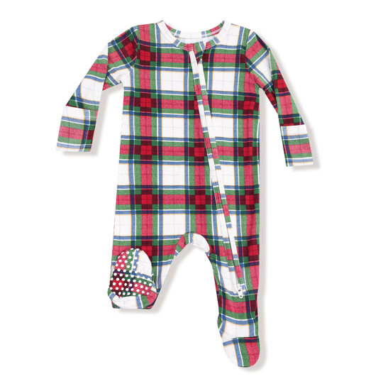 Angel Dear Holiday Plaid 2 Way Zipper Footie