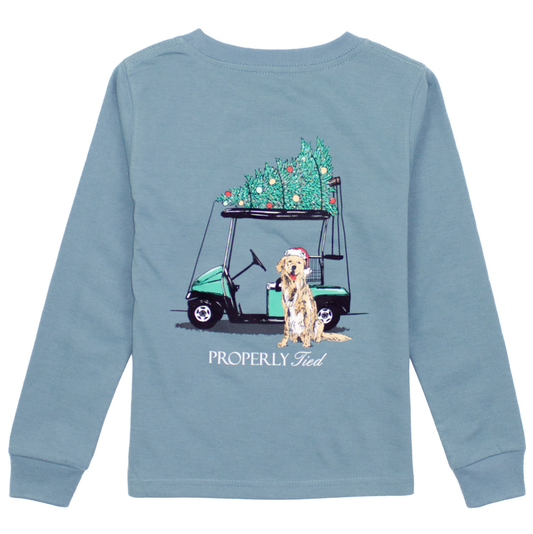 Properly Tied Steel Blue Santa's Caddy LS Shirt