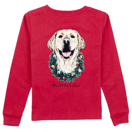 Properly Tied Cabernet Deck the Paws LS Shirt