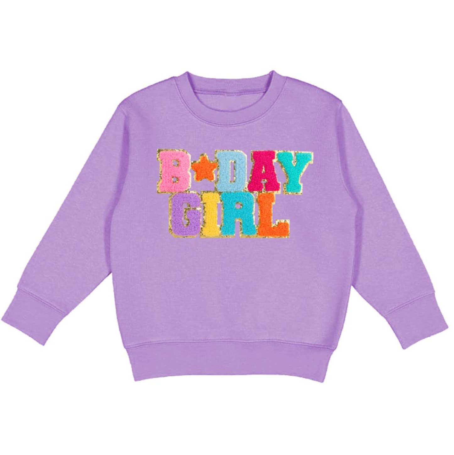 Sweet Wink Lavender Bday Girl Patch Sweatshirt