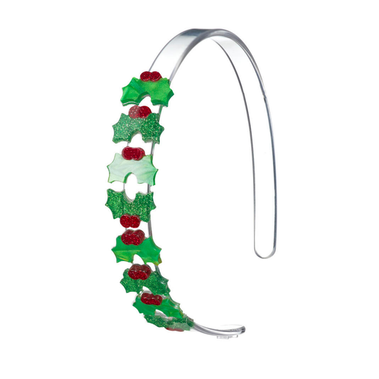 Lilies & Roses Mistletoe Pearlized Glitter Green Headband