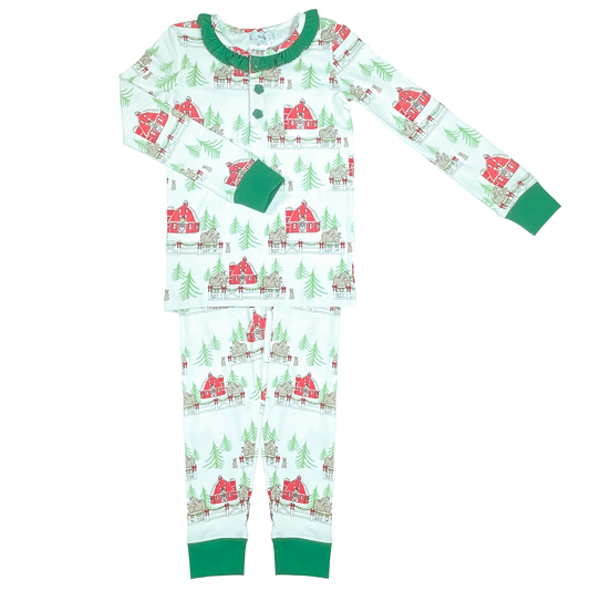 Ishtex Christmas Farm Ruffle PJ Set