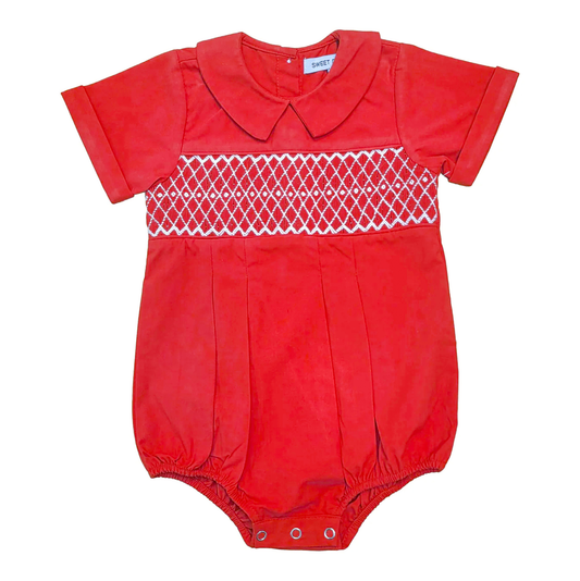 Sweet Dreams Joseph Red Smocked Bubble