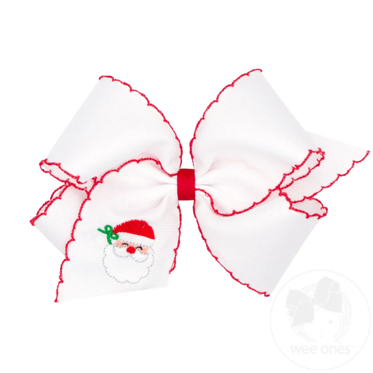 Wee Ones White Santa Emb. Bow - King