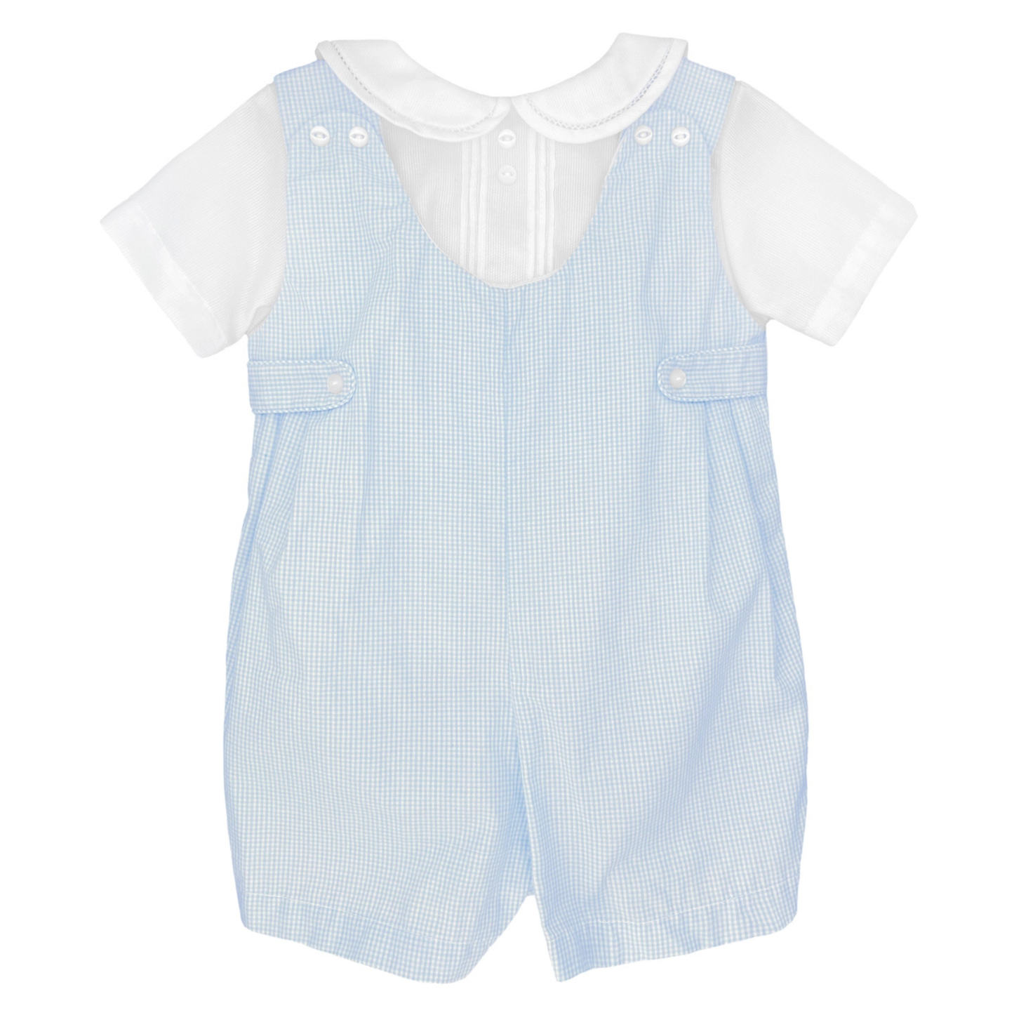 Petit Ami Blue Gingham Shortall w/ Side Tabs