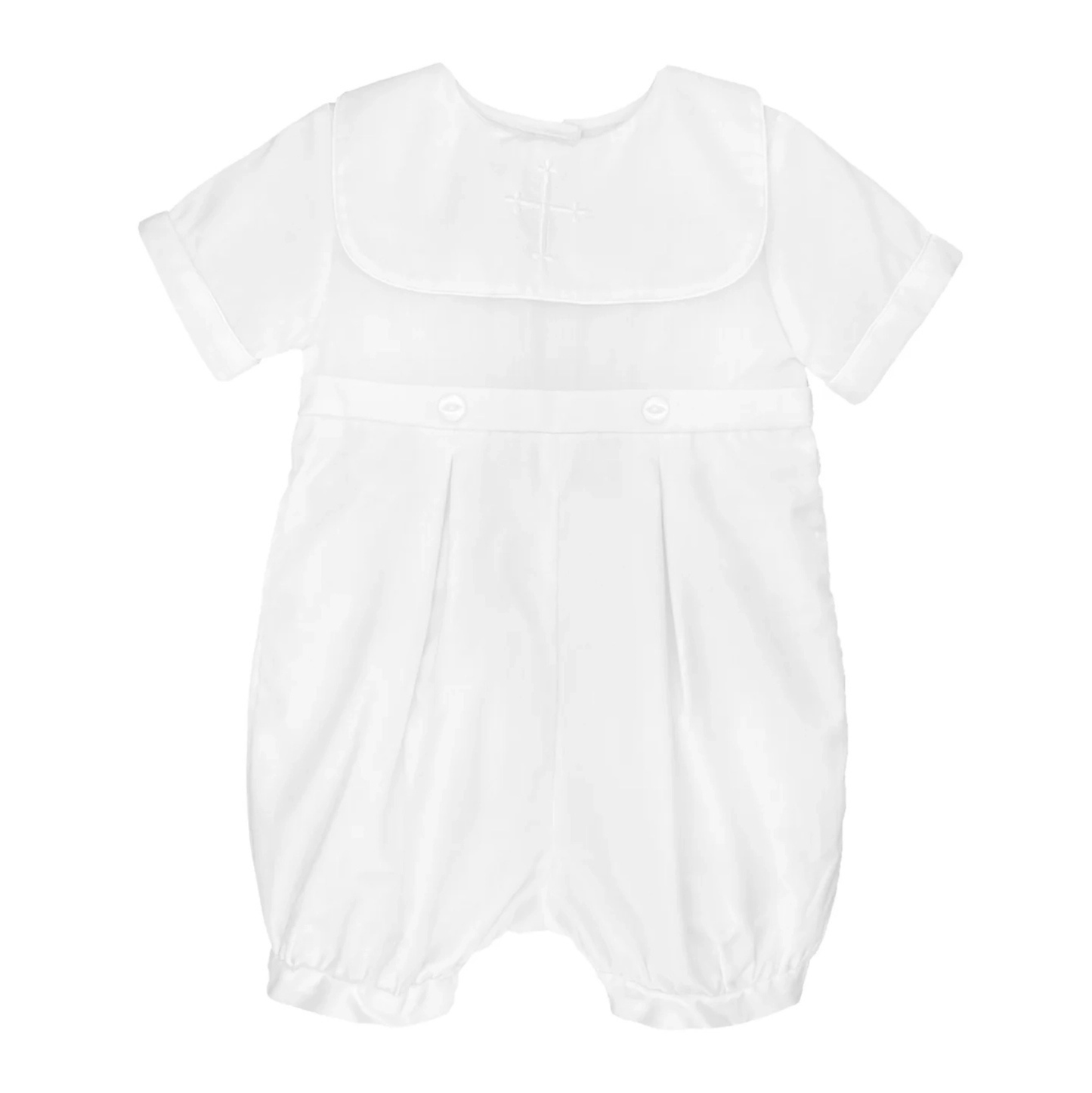 White Embroidered Cross Christening Shortall