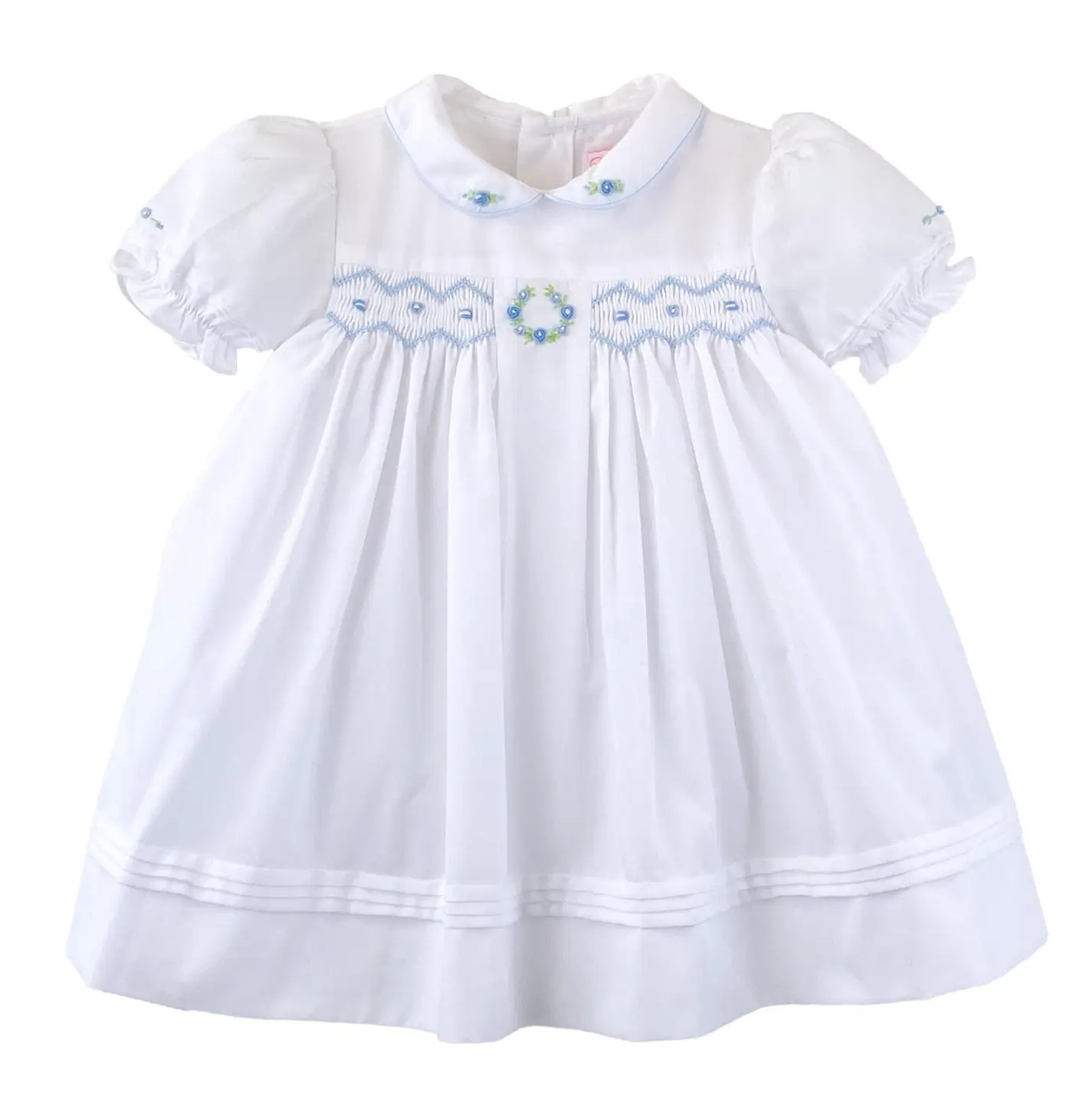 Petit Ami Blue Flower Smocked Bloomer Set