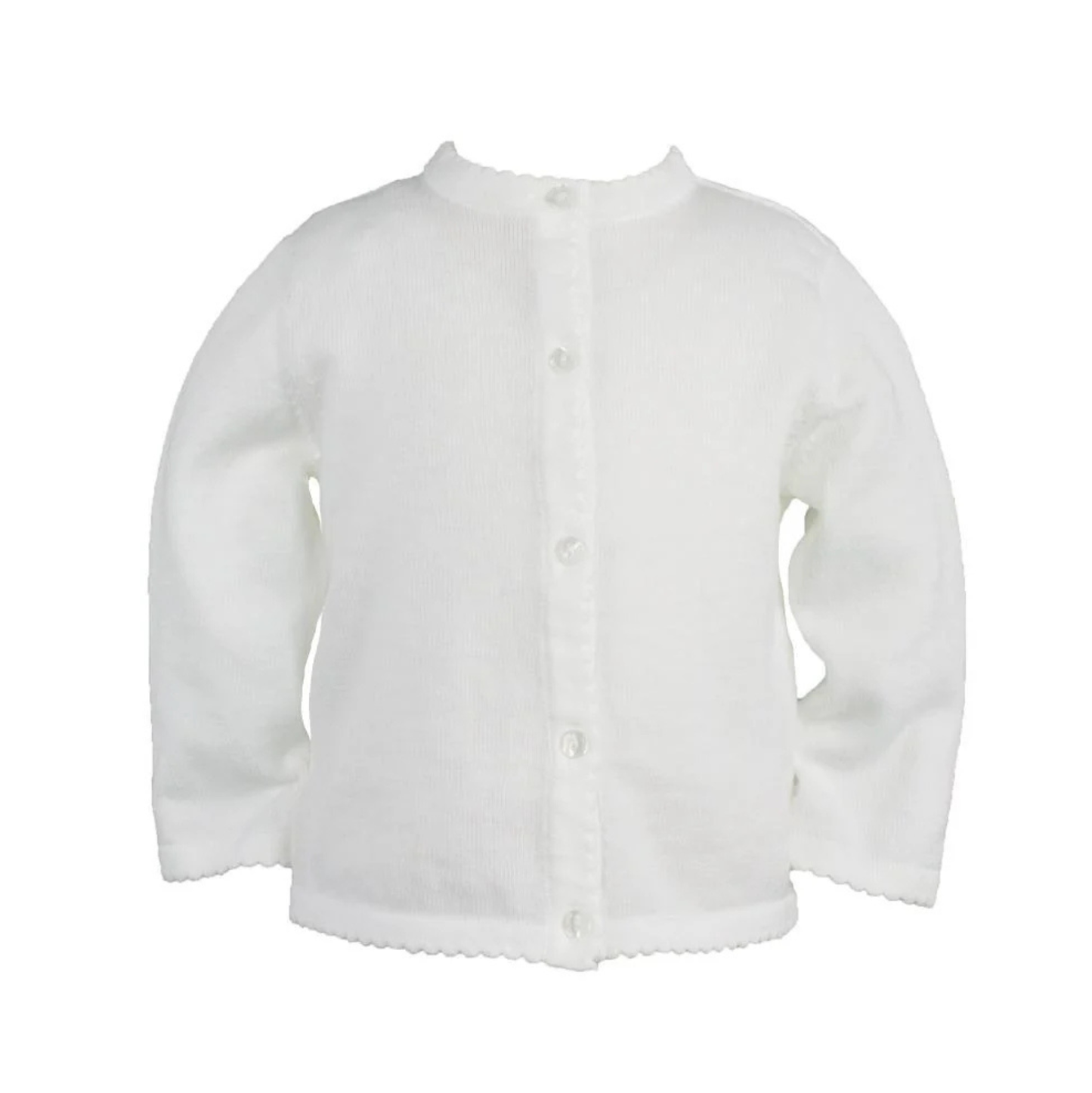 Petit Ami White Scallop Edge Cardigan