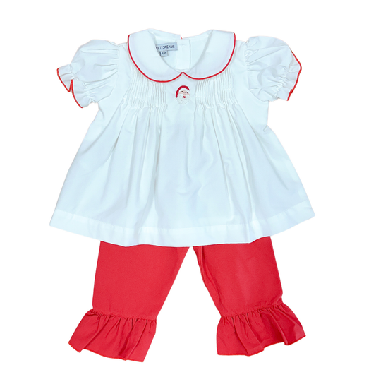 Santa Embroidery Ruffle Pants Set