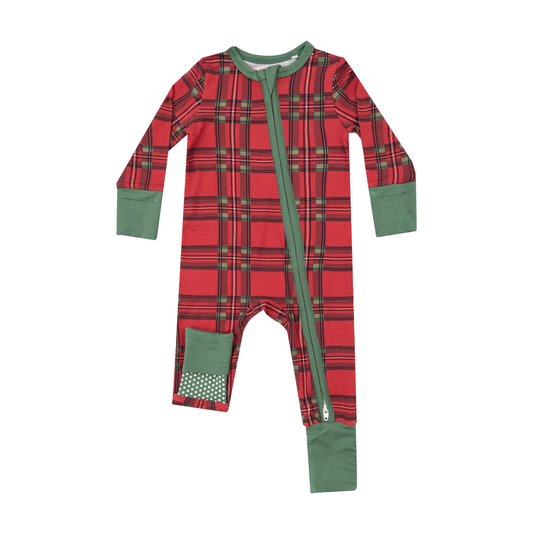 Angel Dear Vintage Holiday Plaid Zipper Romper