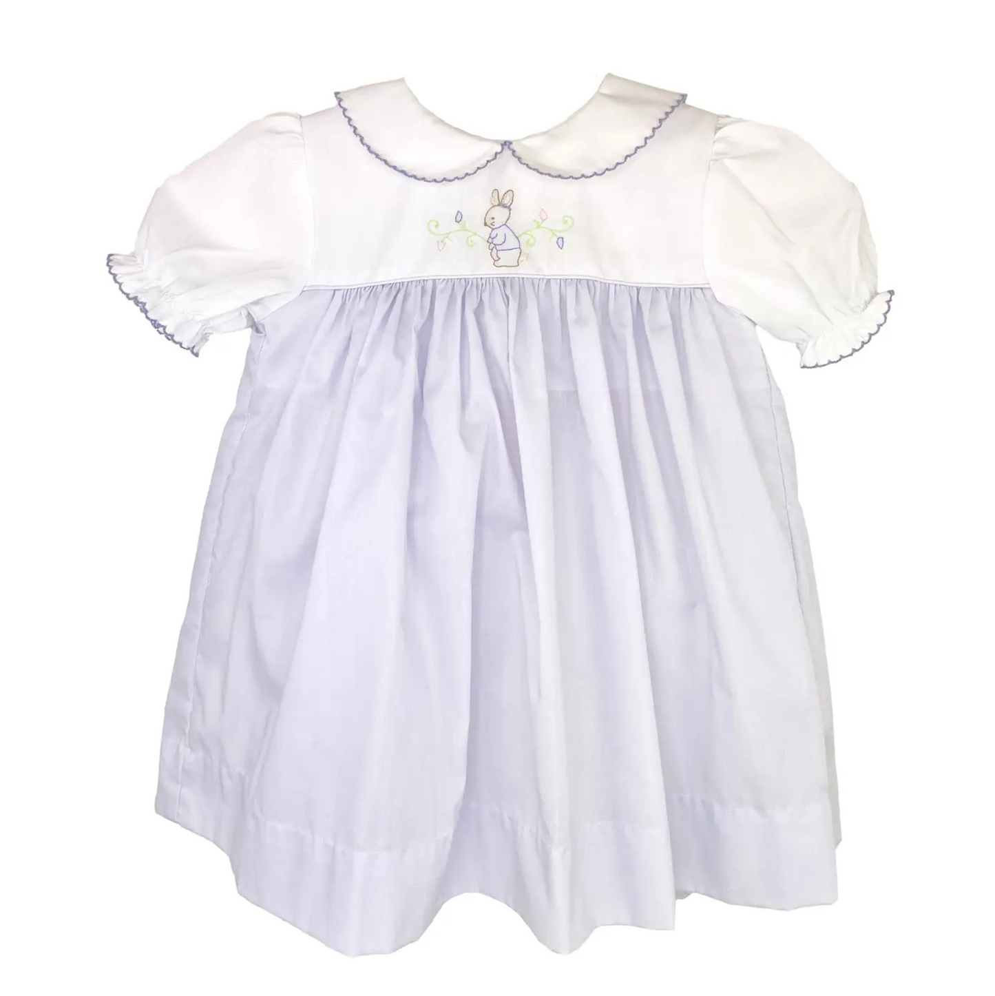 Lavender Shadow Stitch Embr. Bunny Dress