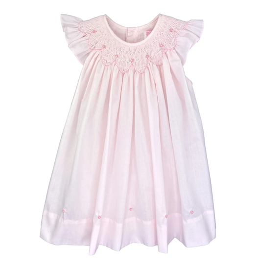 Petit Ami Pink Smocked Rosebud Dress