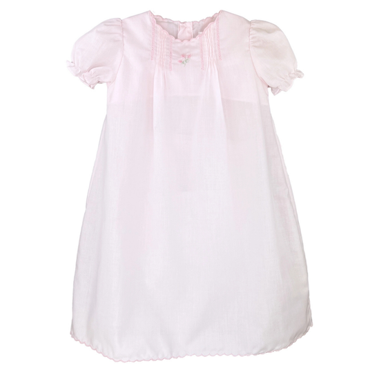 Petit Ami Pink Flower Embr. Heirloom Daygown