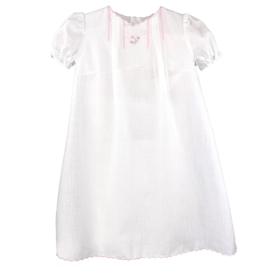 Petit Ami White Flower Embr. Heirloom Daygown