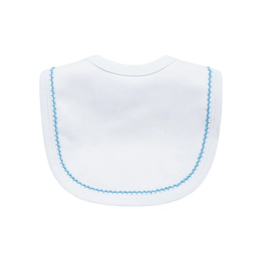 SPB Bib White/Blue Picot Trim