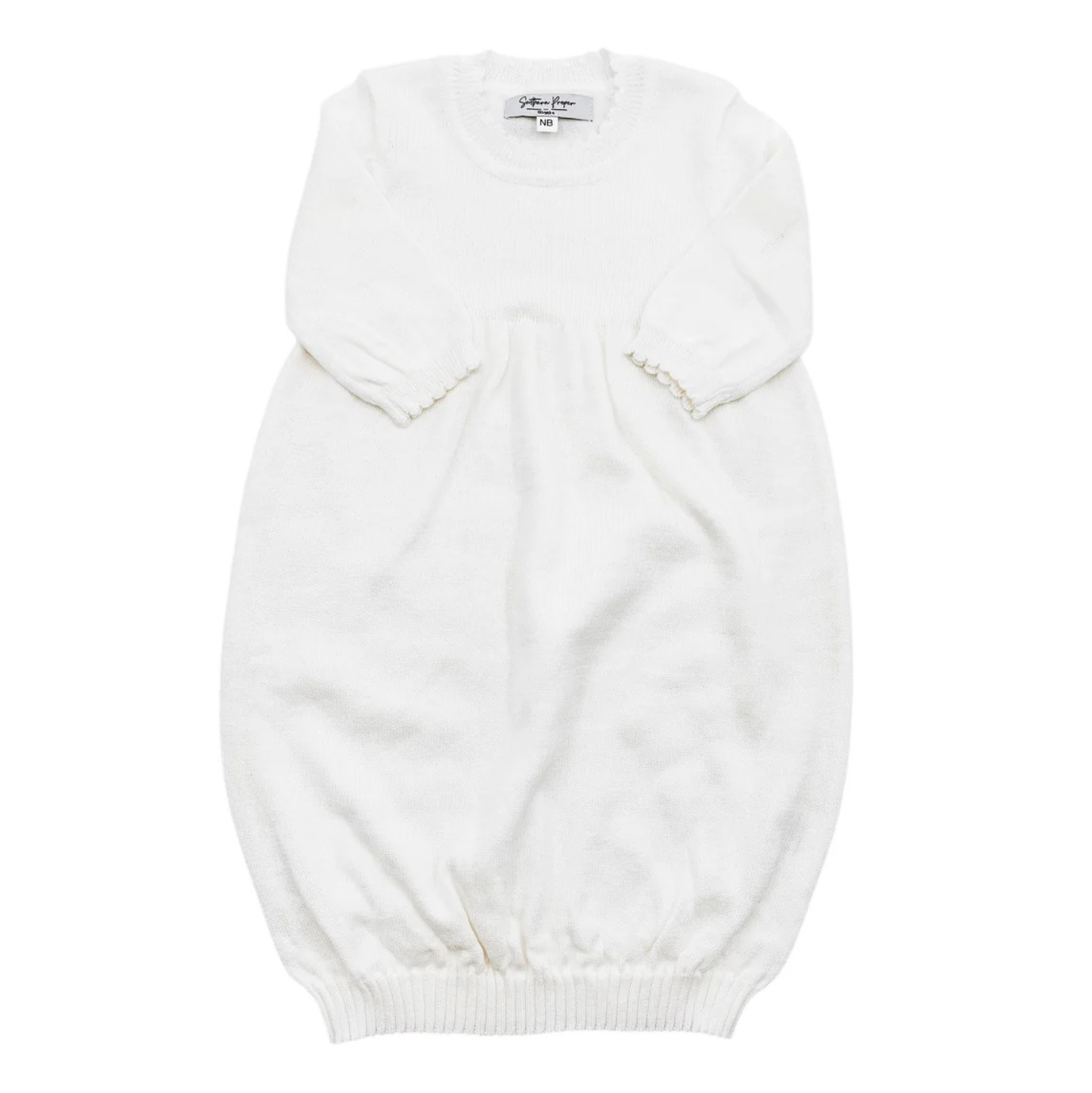 SPB Cream Knit Gown w/ Scallop Edge