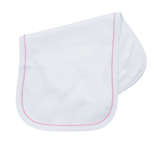 SPB Burp Cloth White/Pink Picot Trim