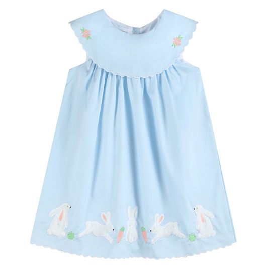 Lil Cactus Lt Blue Bunny & Flowers Dress