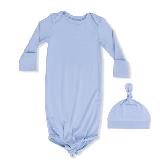 Angel Dear Solid Blue Fog Knotted Gown & Hat