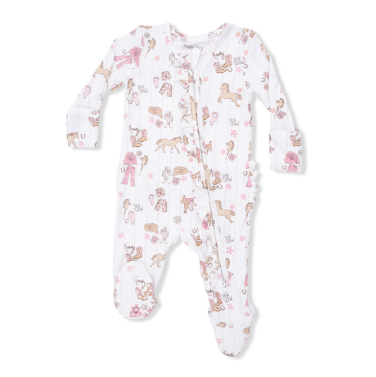 Angel Dear Cowgirl Nursery - 2 Way Ruffle Zipper Footie