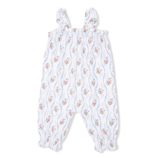 Angel Dear Heirloom Rose Stripe - Ruffle Strap Overall