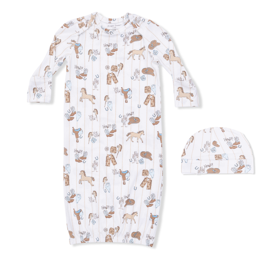 Angel Dear Cowboy Nursery Lap Shoulder Gown & Hat