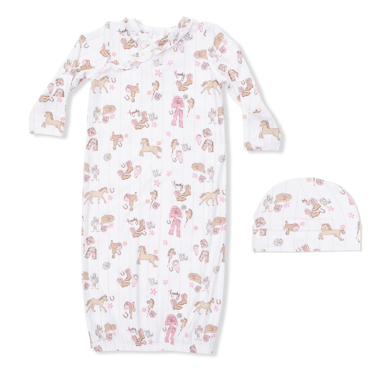 Angel Dear Cowgirl Nursery Kimono Gown & Ruffle Hat