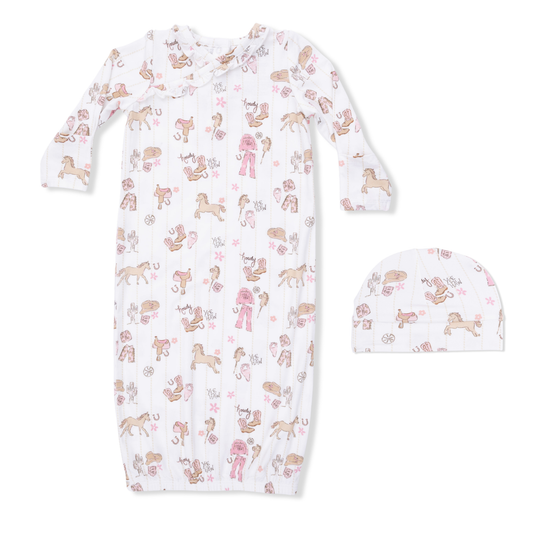 Angel Dear Cowgirl Nursery Kimono Gown & Ruffle Hat