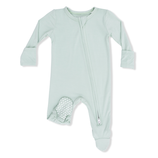 Angel Dear Solid Cameo Green - 2 Way Zipper Footie