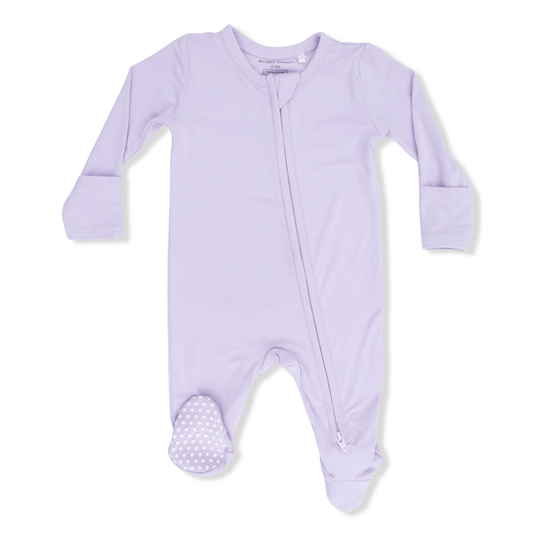 Angel Dear Solid Orchid Petal - 2 Way Ruffle Zipper Footie