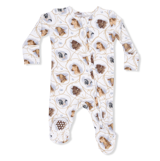 Angel Dear Farm Animals Rope Cameos Uni - 2 Way Zipper Footie