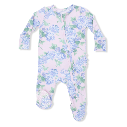 Angel Dear Hydrangeas - 2 Way Ruffle Zipper Footie