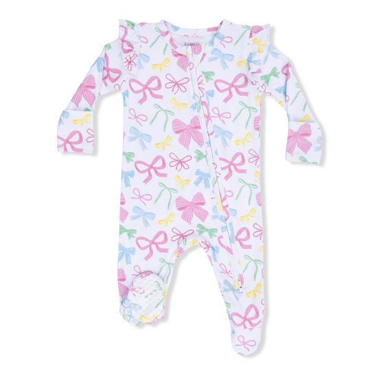 Angel Dear Sweet Bows - 2 Way Ruffle Sleeve Zipper Footie