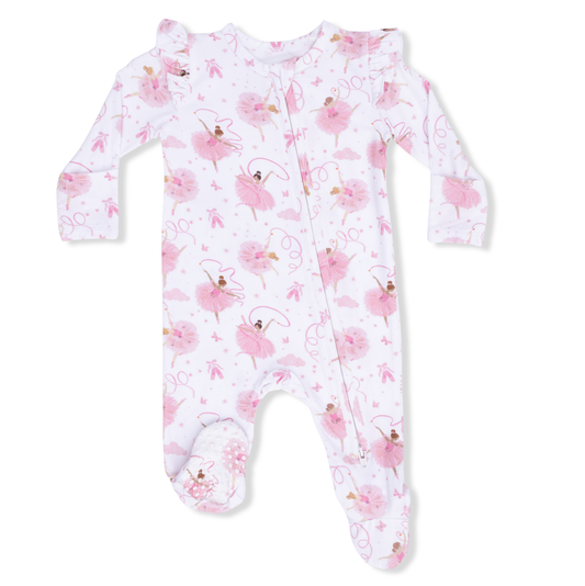 Angel Dear Ribbon Ballerinas - 2 Way Ruffle Sleeve Zipper Footie