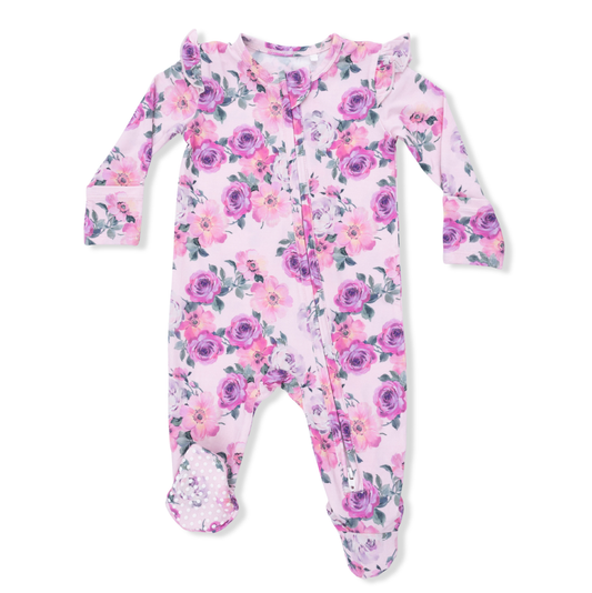 Angel Dear Rose Abundance - 2 Way Ruffle Sleeve Zipper Footie