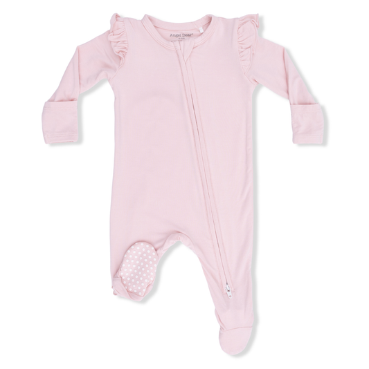 Angel Dear Solid Lotus - 2 Way Ruffle Sleeve Zipper Footie