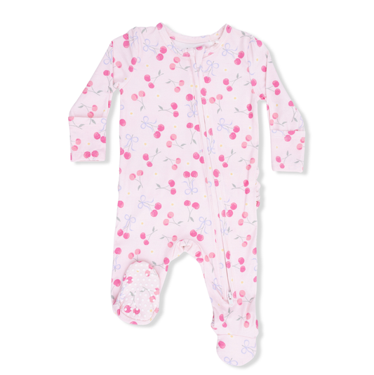 Angel Dear Cherries - 2 Way Ruffle Zipper Footie