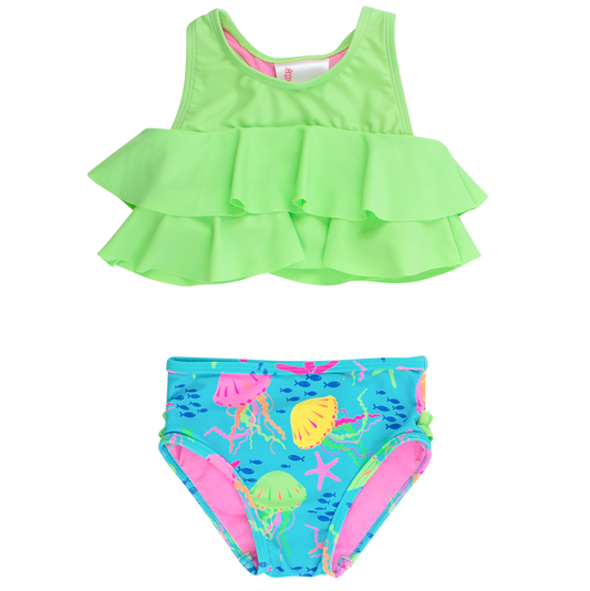 Neon Jelly Time Flouce Ruffle Bikini 2-Piece Swimsuit