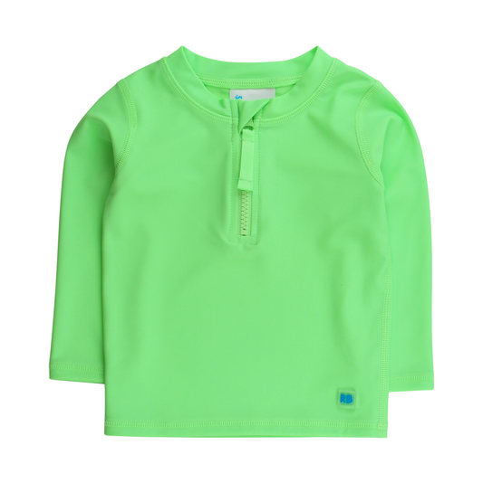 Neon Honeydew LS Zipper Rash Guard