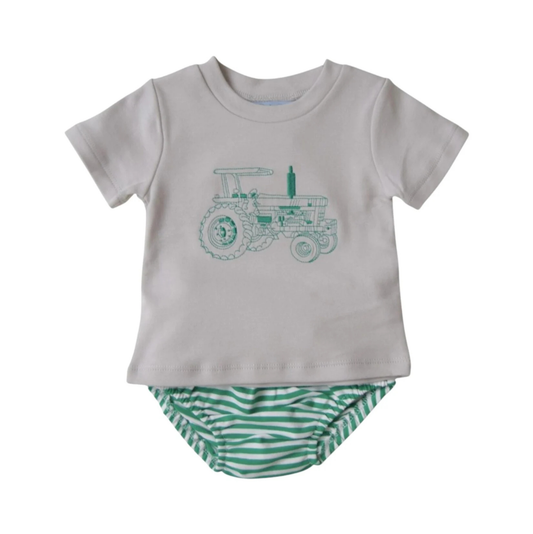 Three Sisters Tractor Emb. Diaper Set
