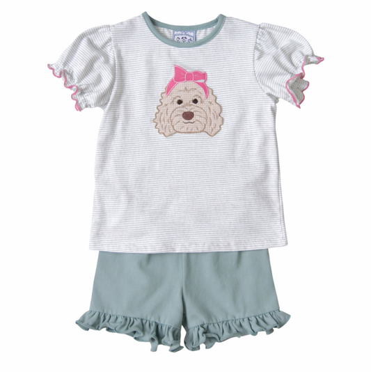 Three Sisters Doodle Ruffle Short Set