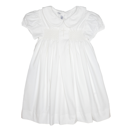 Maria White Cross Smocked Dress