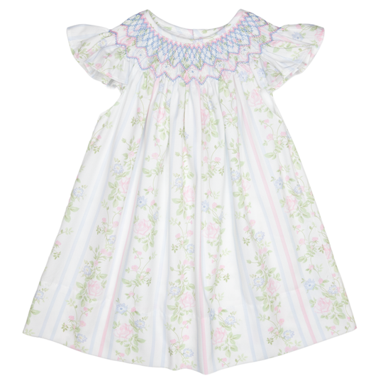 Valerie Floral Rose Vine Print Smocked Dress