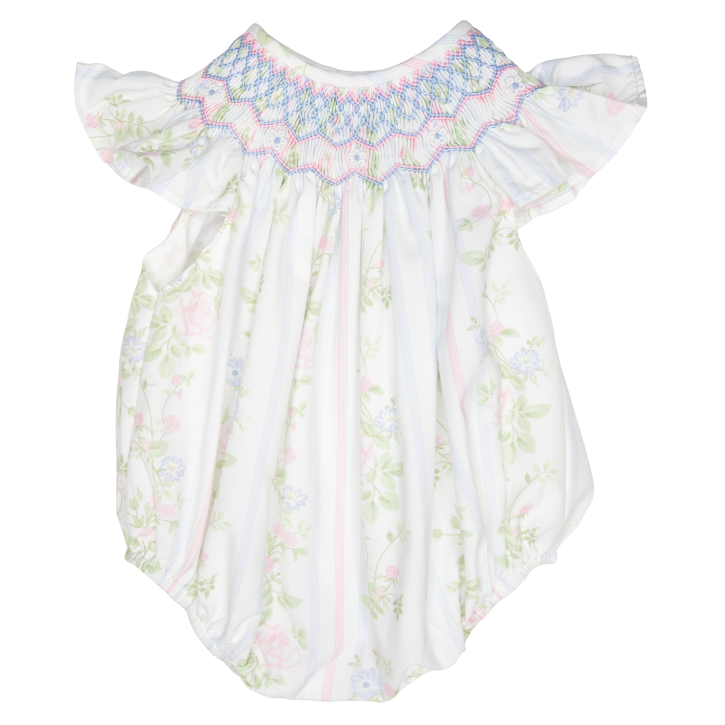 Valerie Floral Rose Vine Print Smocked Bubble