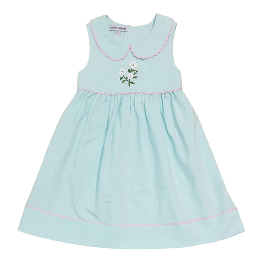 Dogwood Flower Embroidery Mint Dress