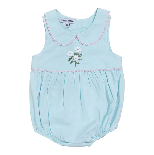 Dogwood Flower Embroidery Mint Bubble