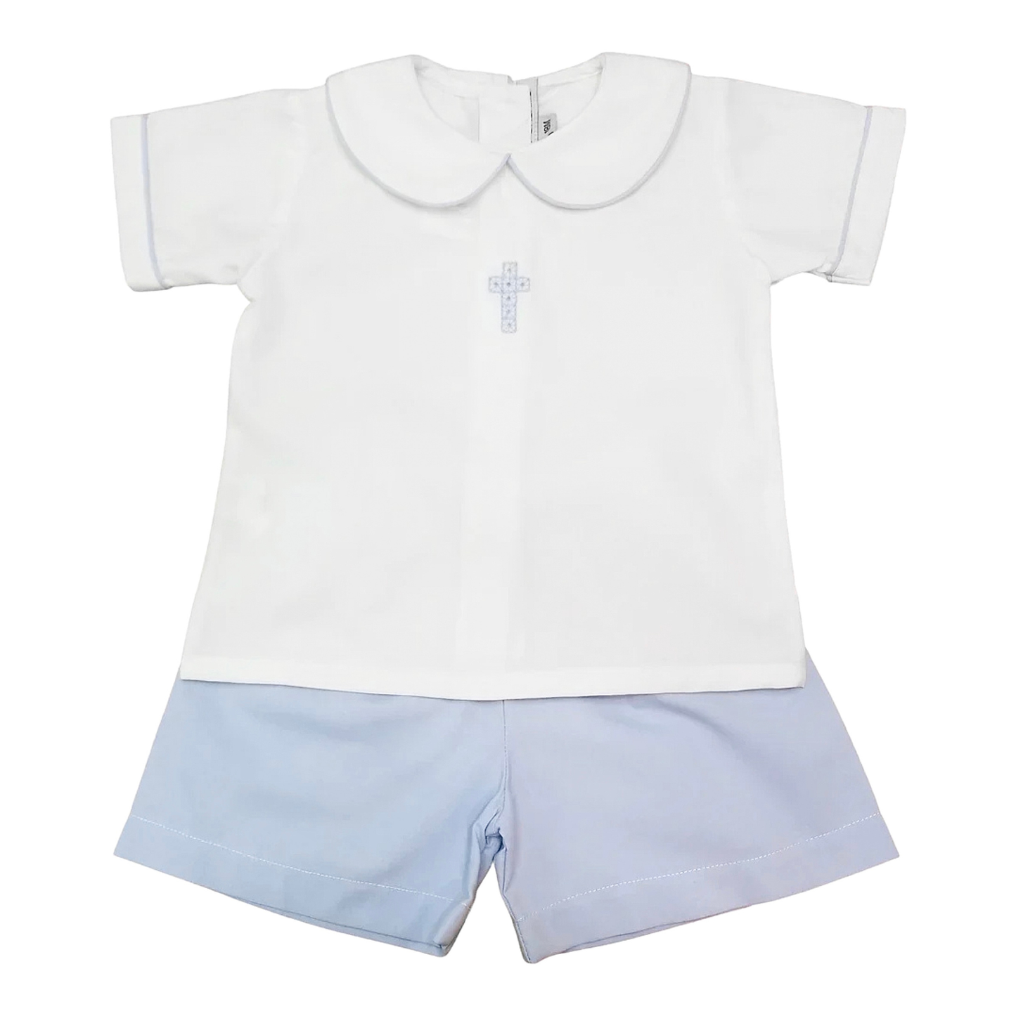 Blue Cross Embroidery Short Set