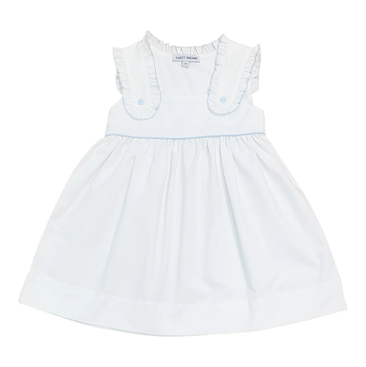 White w/ Blue Trim Dress